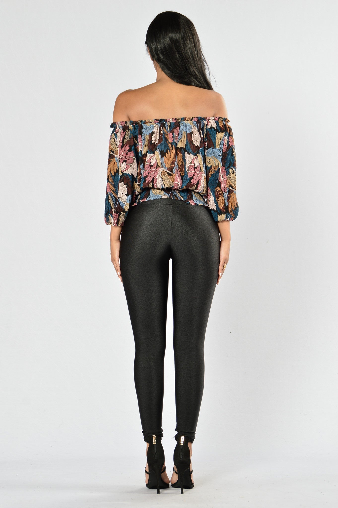 Black Nylon High Waist Leggings - Black