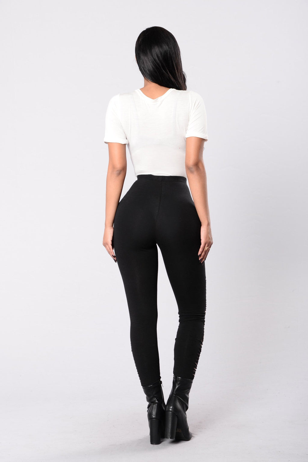 Black Ripped Leggings - Black