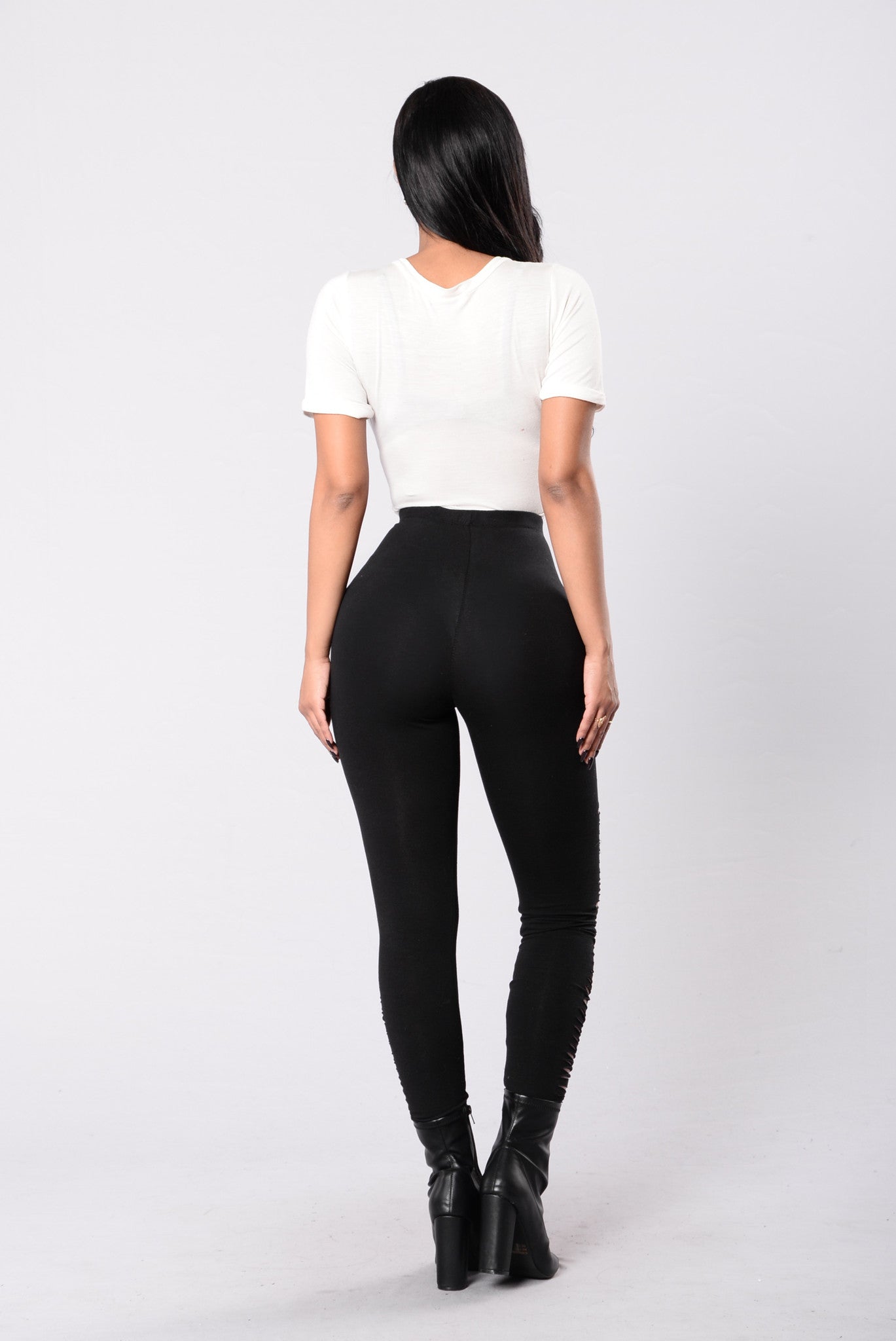 Black Ripped Leggings - Black