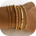 6PCS Bracelets for Women 14K Plated Dainty Layered Stacking Jewelry Set Gifts