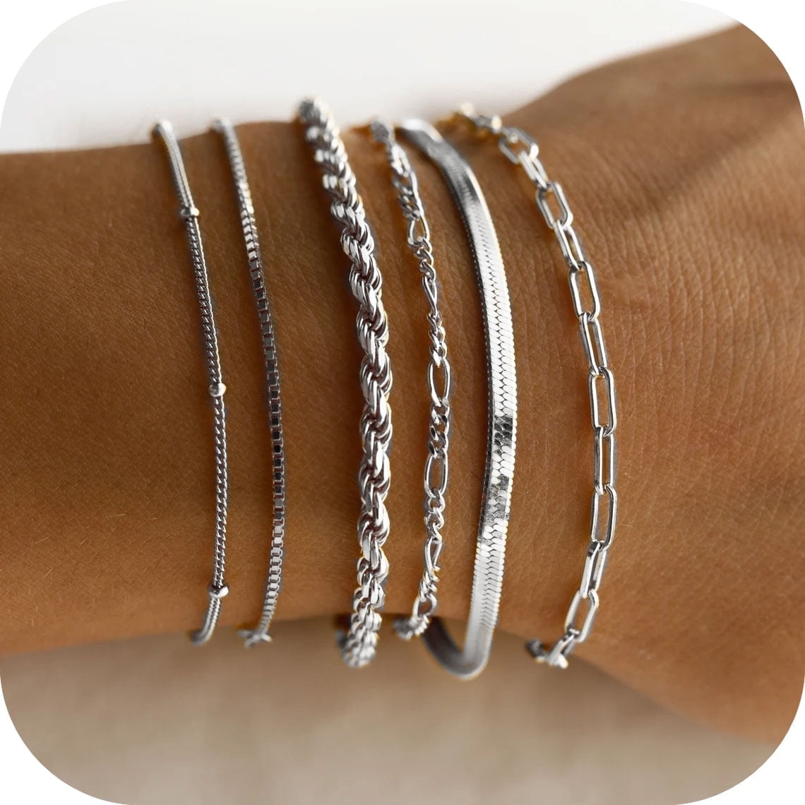 6PCS Bracelets for Women 14K Plated Dainty Layered Stacking Jewelry Set Gifts
