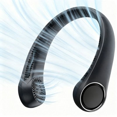 Swtroom Portable Neck Fan, Without Blades, USB Rechargeable, 3 Speed Settings, Black