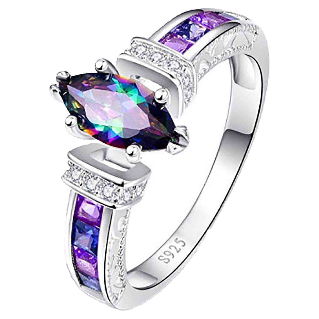 Gifts for Bidobibo Women's 925 Jewelry Mystic Topa z Women Wedding Engagement Ring