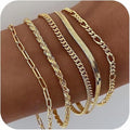 Bracelets for Women, 14K Plated Jewelry Sets for Women Thin Dainty Stackable Cuban Link Paperclip Chain Bracelet Pack Accessories Gifts
