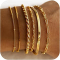 Bracelets for Women Waterproof, 14K Plated Stackable Dainty Chain Bracelet Set, Cuban Link &amp; Paperclip Styles, Jewelry Gifts for , , 's Day