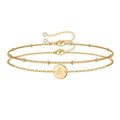 14K Plated Layered Initial Bracelets for Women Girls Dainty Adjustable Disc Charm Chain Personalized Letter A-Z Jewelry Easter Gifts for Women Girls