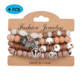 4 PCS Bohemian Stretch Anchor Bracelets Elephant Butterfly Retro Bracelets Suitable for Girls Women Gifts