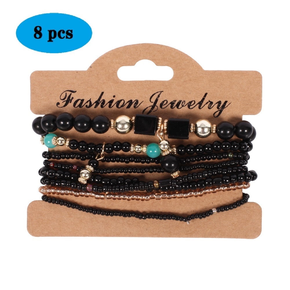 8 PCS Bohemian Women's Bracelet, Beaded Bracelet, Women's and Girls