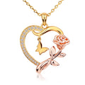 Heart Necklace for Women 14k Plated CZ Rose and Butterfly Jewelry for Women 's Day