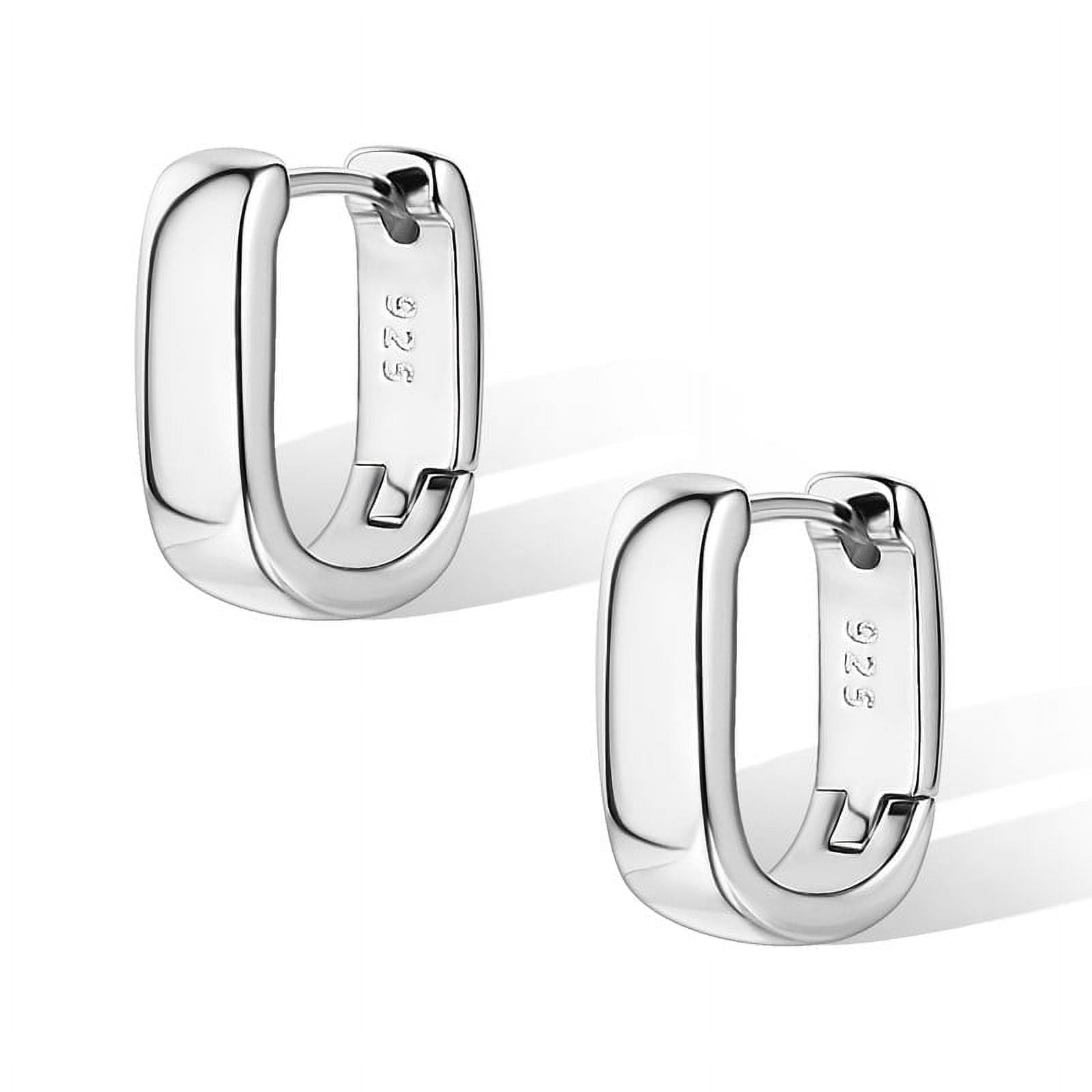 Chunky Huggie Earrings for Women 14K Plated Hypoallergenic Sterling Minimalist Hoops