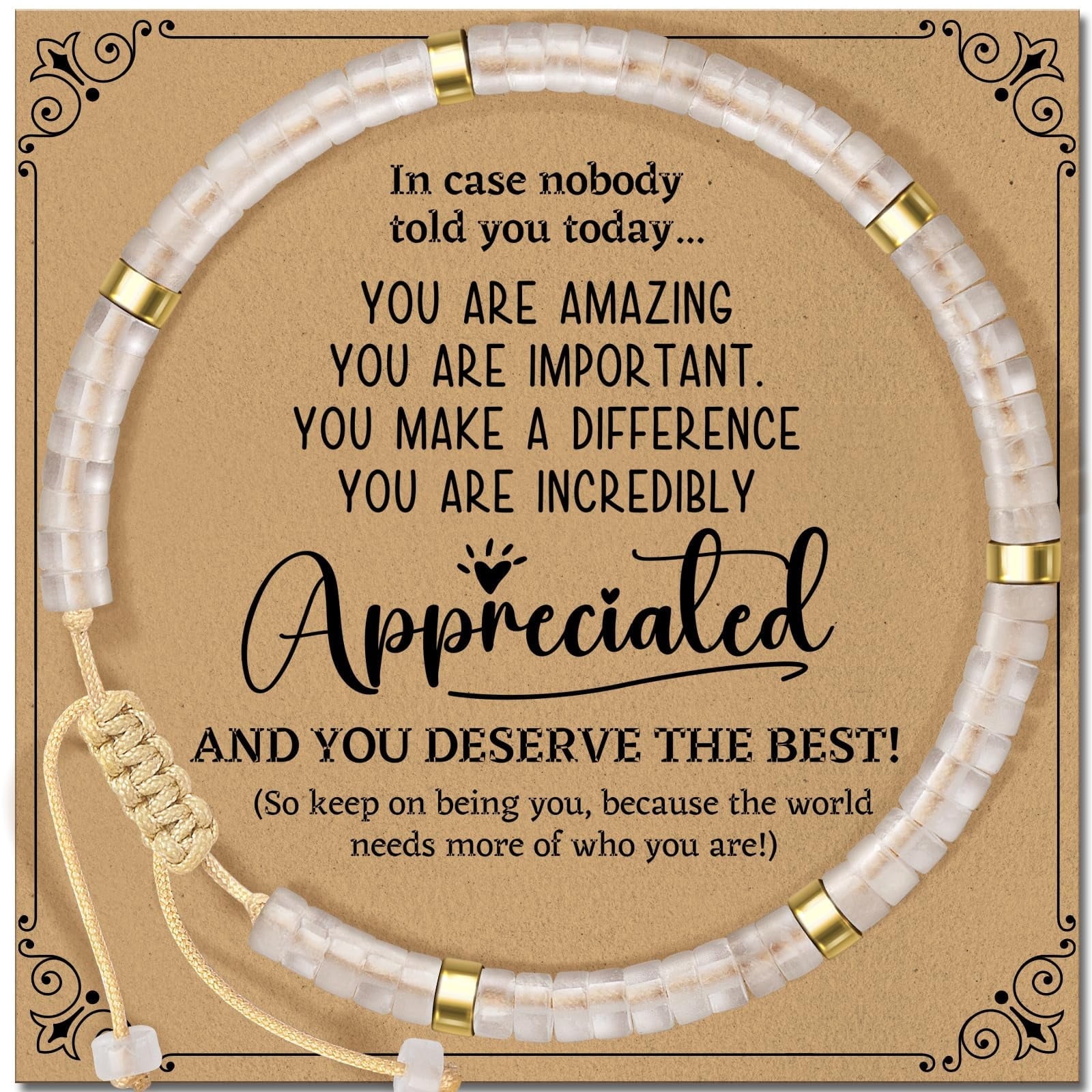 Inspirational Gifts Bracelets for Women - Healing Stone Bracelets - Cheer Up Appreciation for Teachers Women Friends Sister Bestie Coworkers Employees