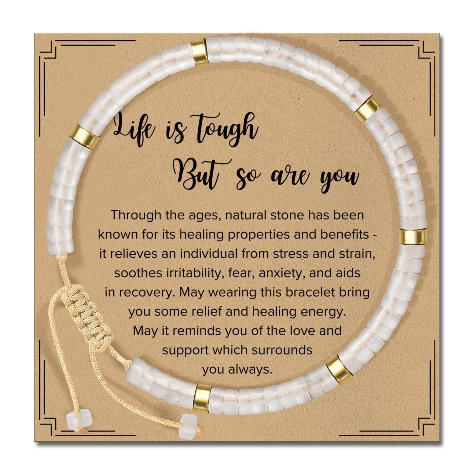 Inspirational Gifts Bracelets for Women - Healing Stone Bracelets - Cheer Up Appreciation for Teachers Women Friends Sister Bestie Coworkers Employees