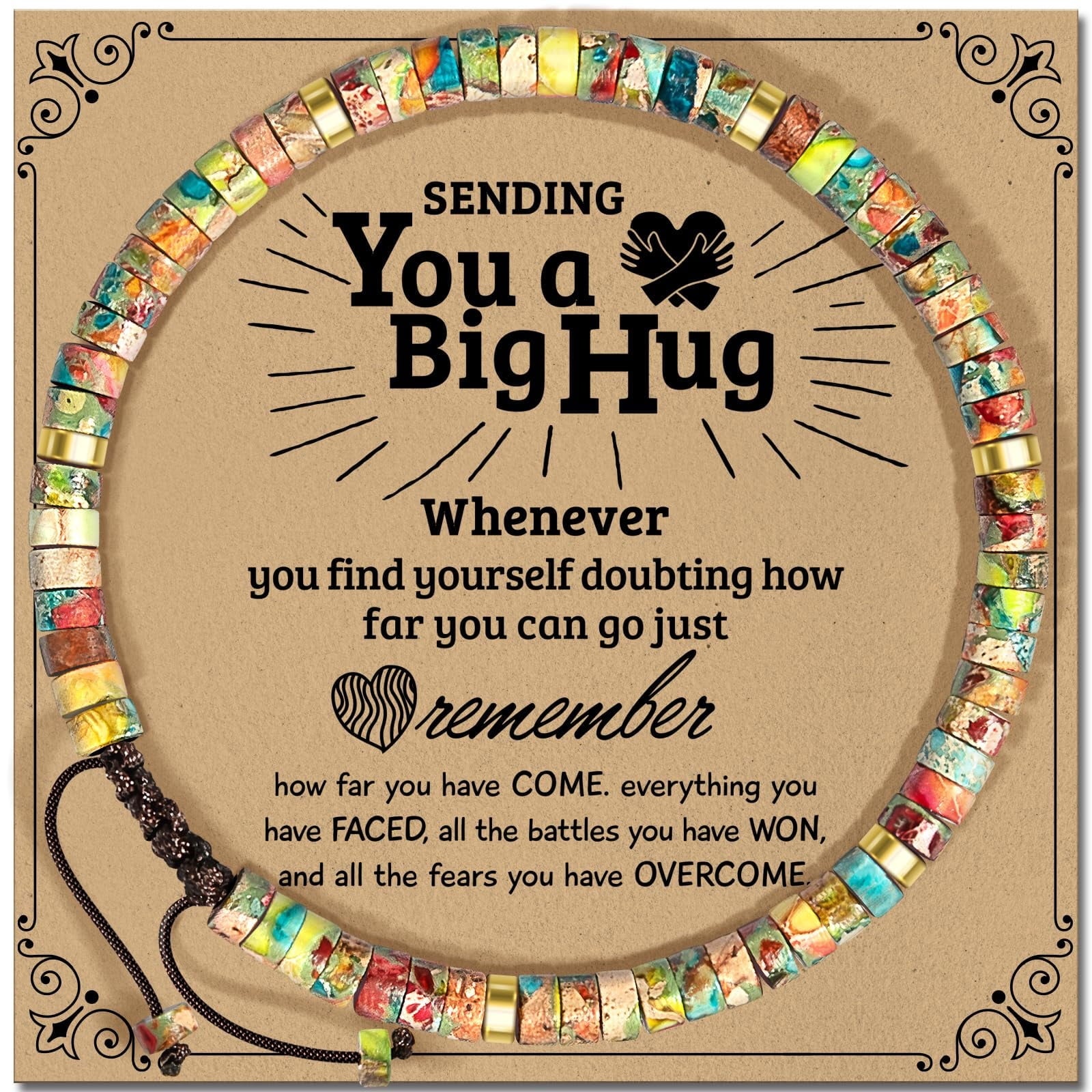 Inspirational Gifts Bracelets for Women - Healing Stone Bracelets - Cheer Up Appreciation for Teachers Women Friends Sister Bestie Coworkers Employees