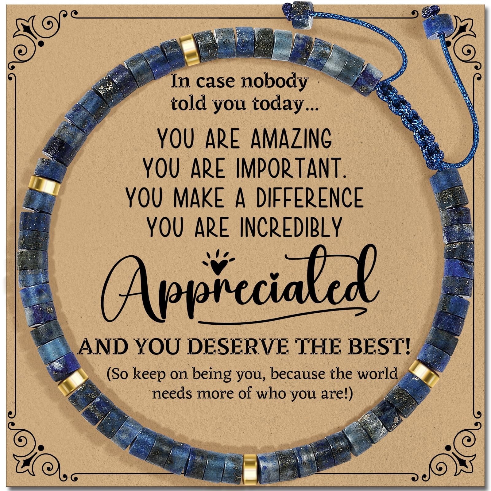 Inspirational Gifts Bracelets for Women - Healing Stone Bracelets - Cheer Up Appreciation for Teachers Women Friends Sister Bestie Coworkers Employees