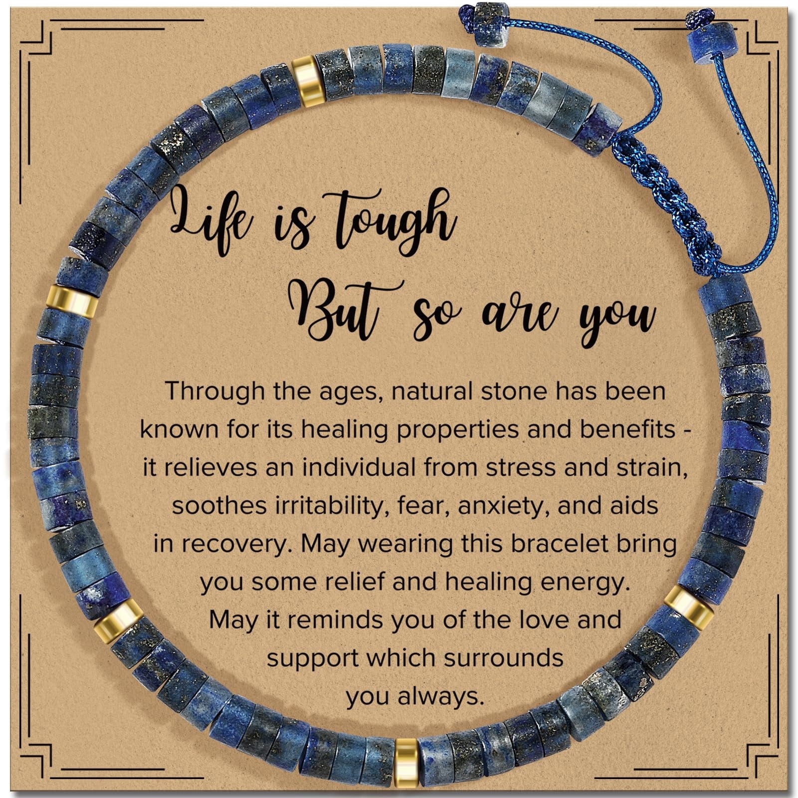 Inspirational Gifts Bracelets for Women - Healing Stone Bracelets - Cheer Up Appreciation for Teachers Women Friends Sister Bestie Coworkers Employees