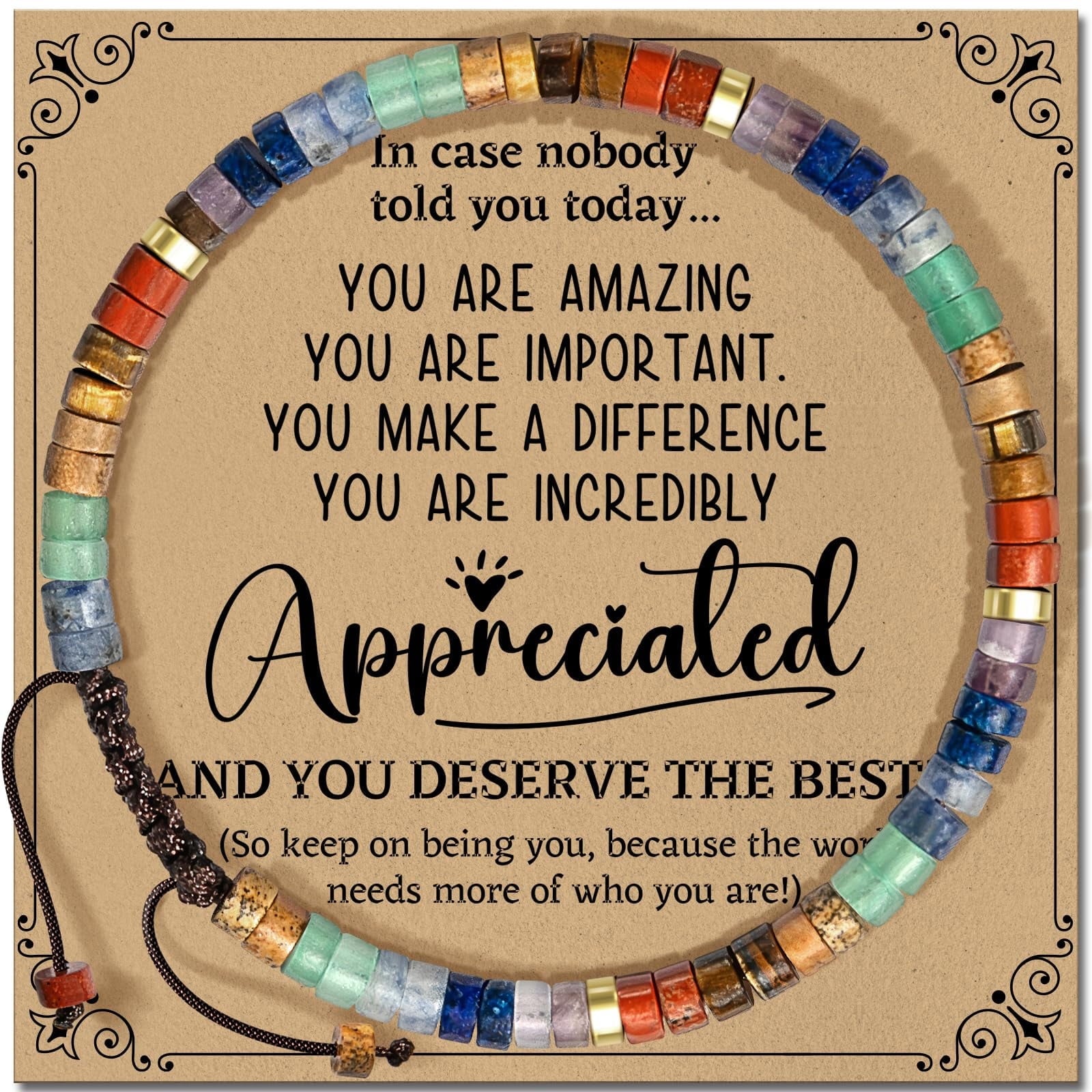 Inspirational Gifts Bracelets for Women - Healing Stone Bracelets - Cheer Up Appreciation for Teachers Women Friends Sister Bestie Coworkers Employees