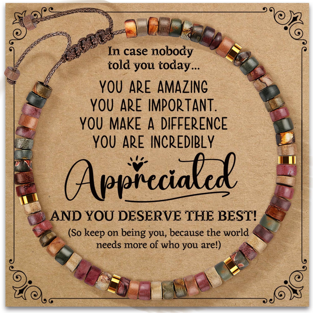 Inspirational Gifts Bracelets for Women - Healing Stone Bracelets - Cheer Up Appreciation for Teachers Women Friends Sister Bestie Coworkers Employees