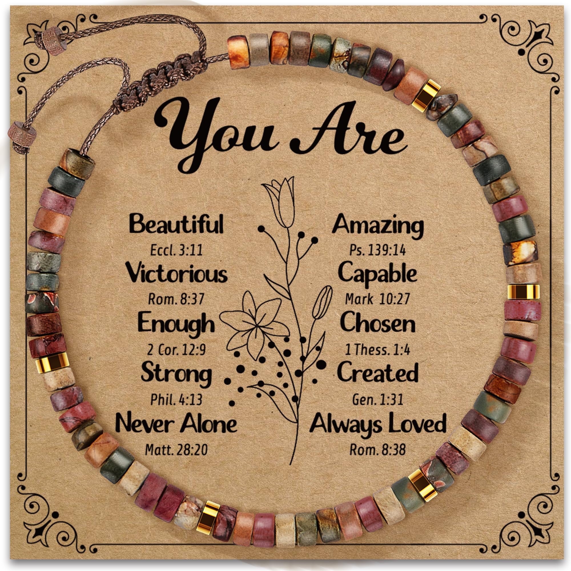 Inspirational Gifts Bracelets for Women - Healing Stone Bracelets - Cheer Up Appreciation for Teachers Women Friends Sister Bestie Coworkers Employees