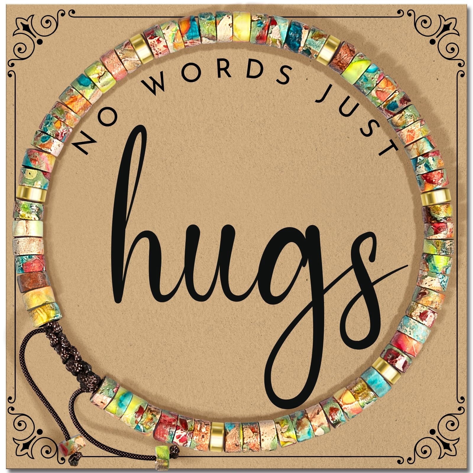 Inspirational Gifts Bracelets for Women - Healing Stone Bracelets - Cheer Up Appreciation for Teachers Women Friends Sister Bestie Coworkers Employees