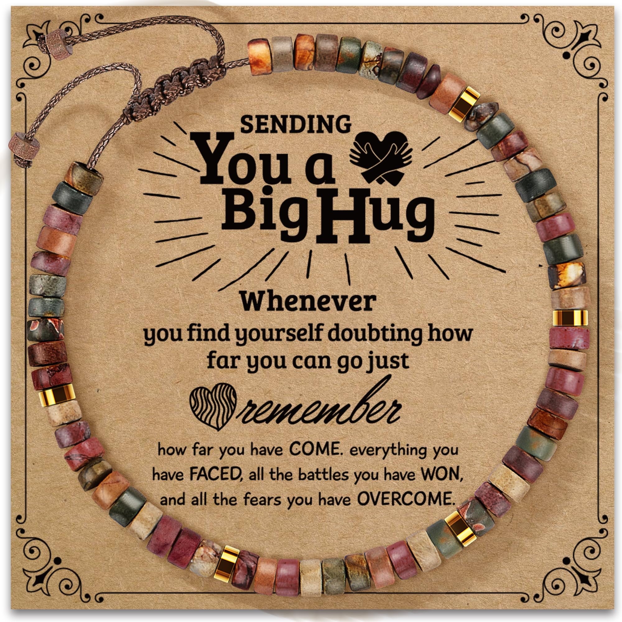 Inspirational Gifts Bracelets for Women - Healing Stone Bracelets - Cheer Up Appreciation for Teachers Women Friends Sister Bestie Coworkers Employees