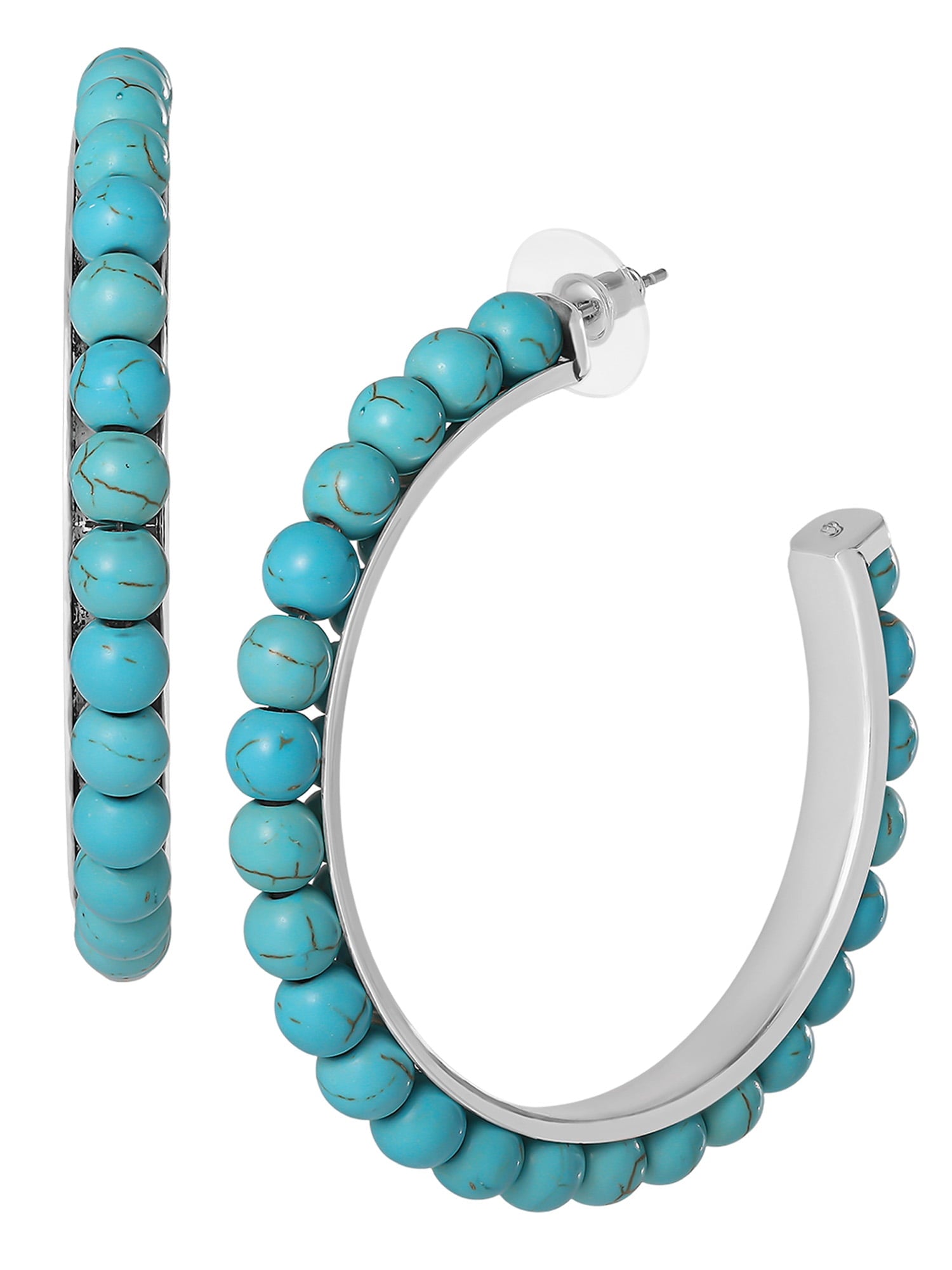 Faux Turquoise Half Hoop Earrings