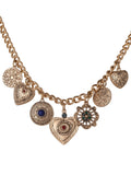 Women's Heart Charm Necklace with Figaro Chain, 18" + 3" Extender