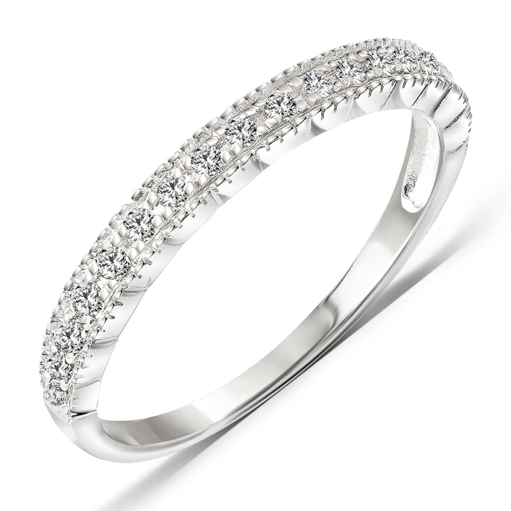 0.25 Milgrain Band - Vintage Band - 18K White Plating for Women