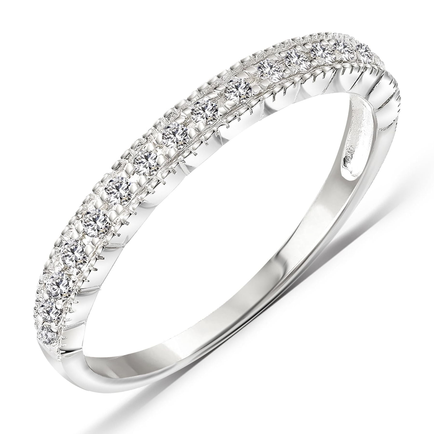0.25 Milgrain Band - Vintage Band - 18K White Plating for Women