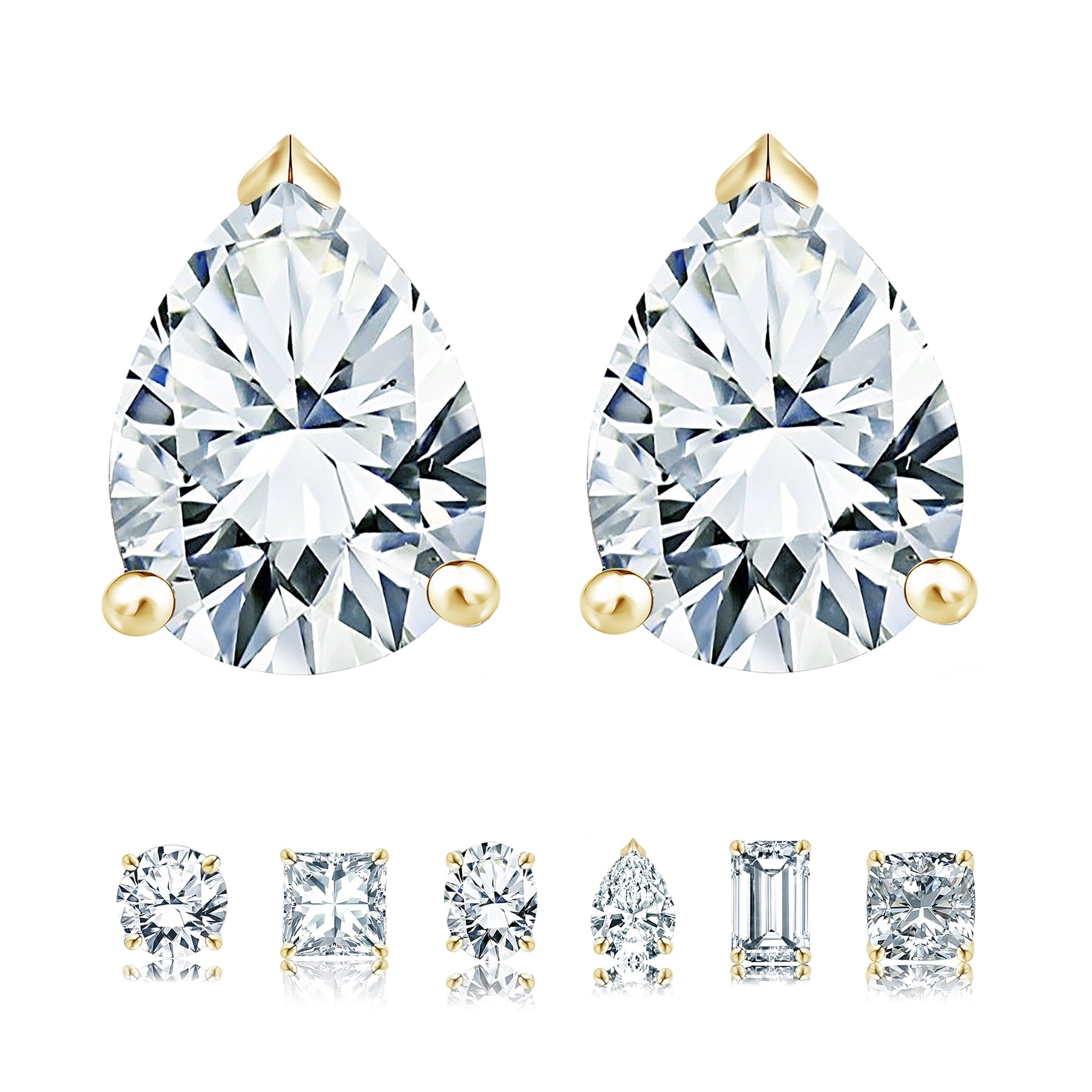 4 Prong 2 Round Shaped Solitaire Stud Earrings in 18k White Plating for Women