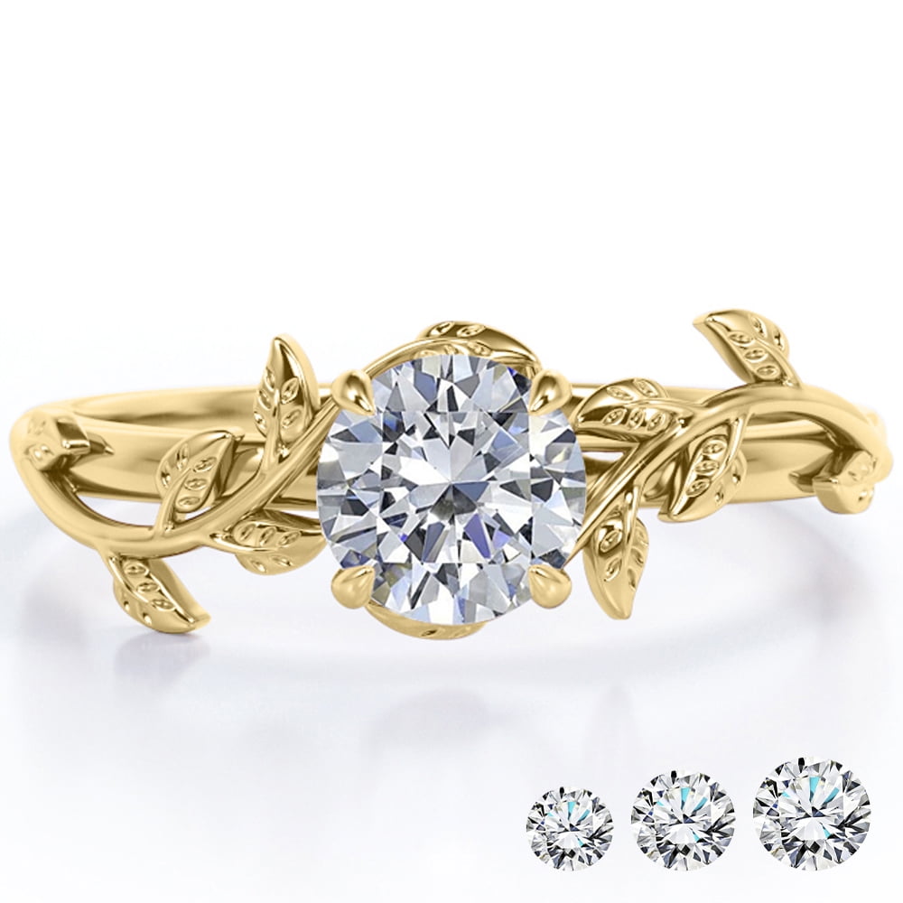 0.50 Round Cut Bohemian Engagement Ring - Vintage Ring - 18k White Plating for Women