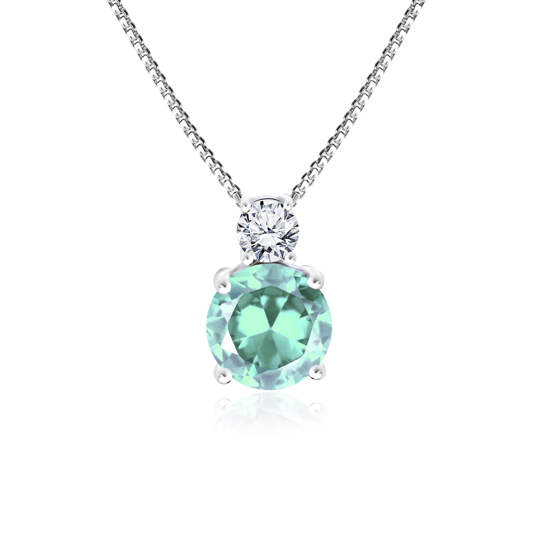 3.25 Cubic Zirconia April - Round and Pear Cut Dangle Pendant Necklace in 18k White Plated for Women