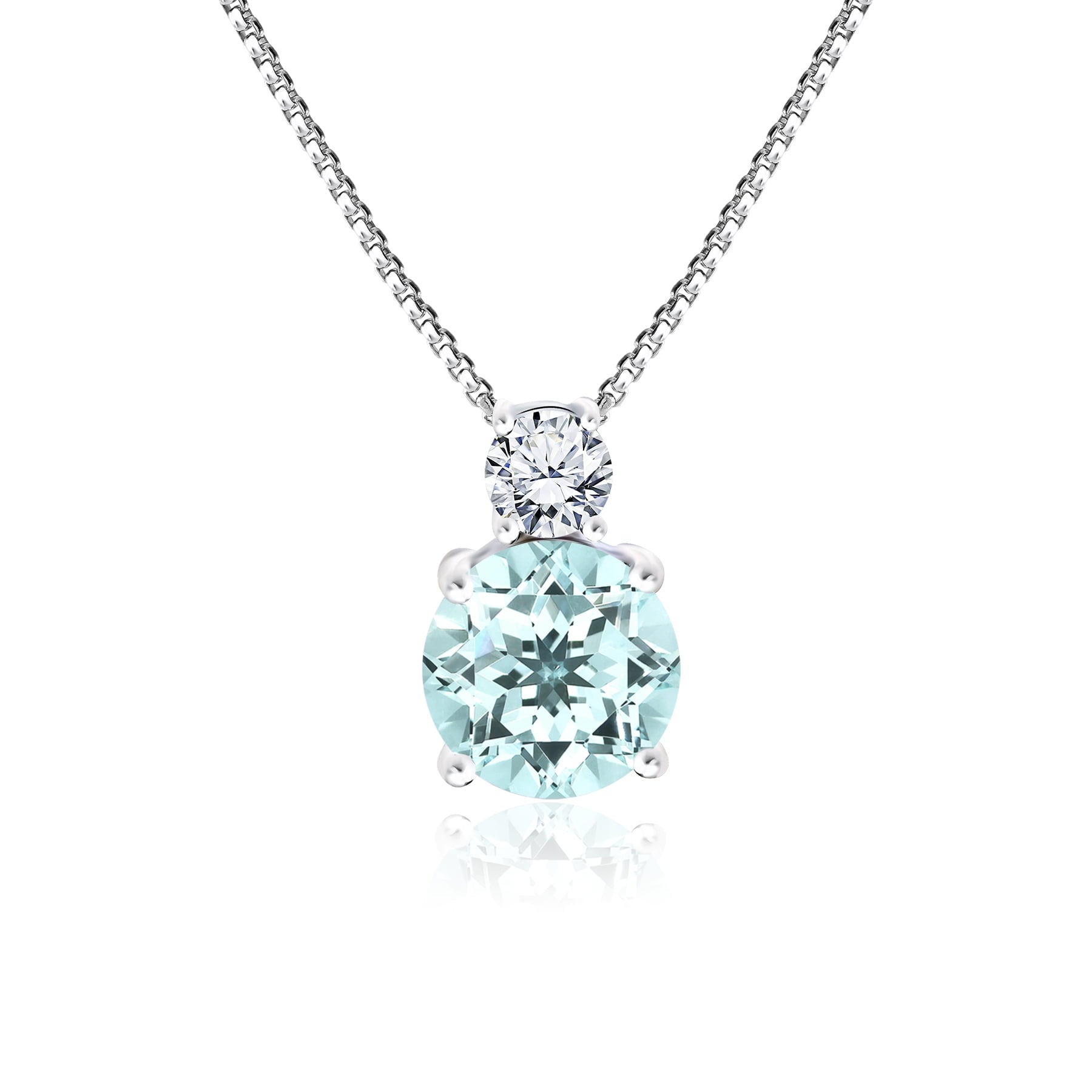 3.25 Cubic Zirconia April - Round and Pear Cut Dangle Pendant Necklace in 18k White Plated for Women