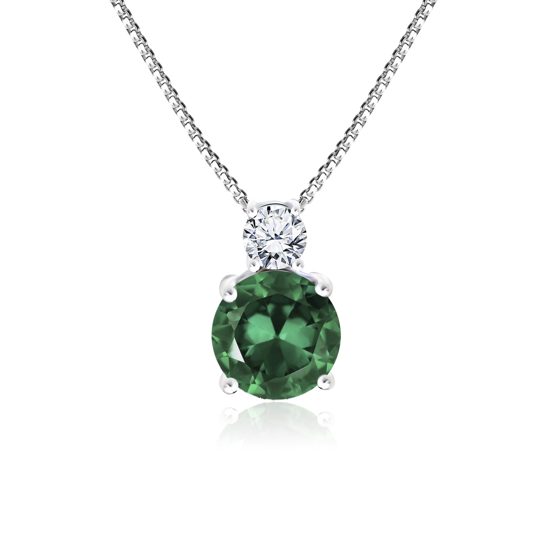 3.25 Cubic Zirconia April - Round and Pear Cut Dangle Pendant Necklace in 18k White Plated for Women