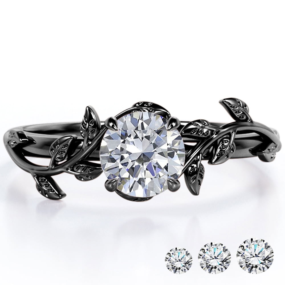 0.50 Round Cut Bohemian Engagement Ring - Vintage Ring - 18k White Plating for Women