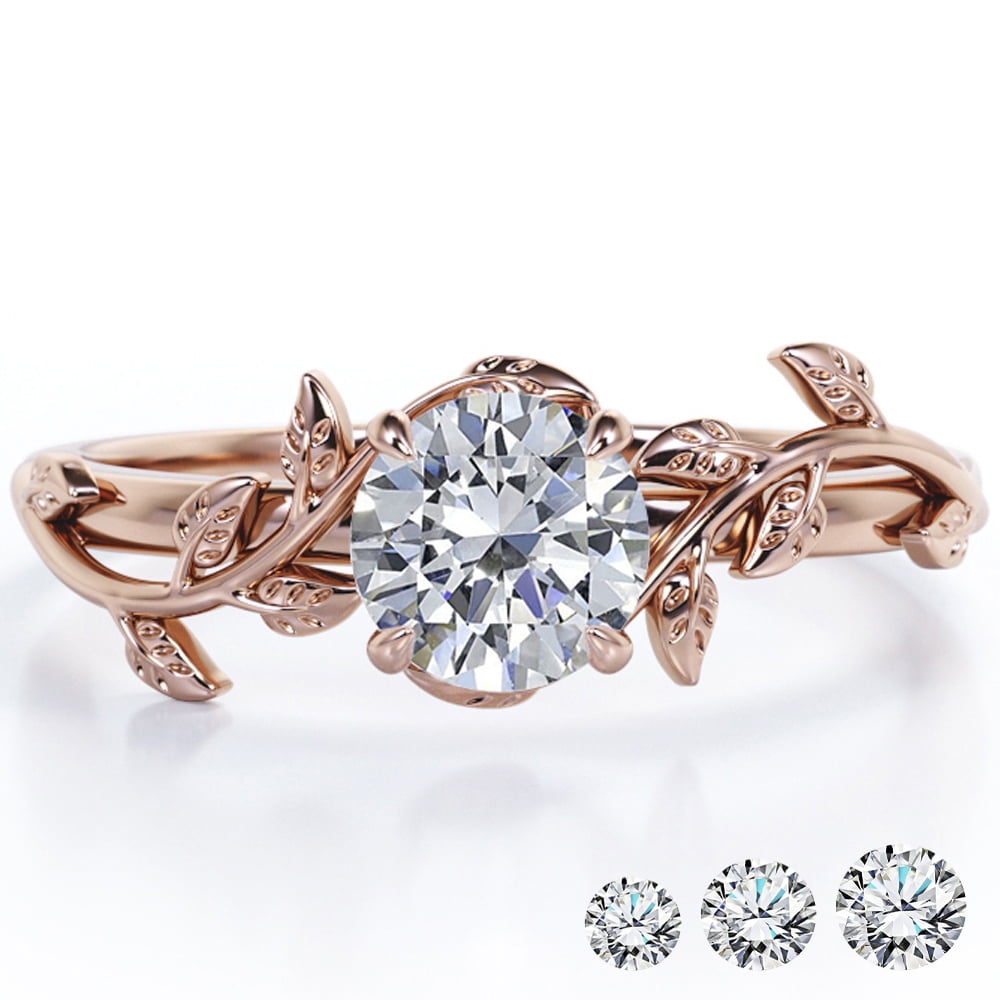 0.50 Round Cut Bohemian Engagement Ring - Vintage Ring - 18k White Plating for Women
