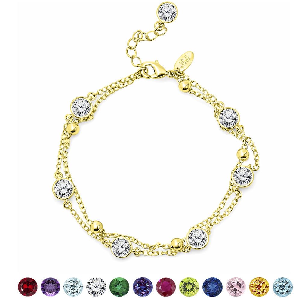 3.5 April Cubic Zirconia Double Layer Bracelet - in Yellow Plating for Women