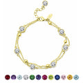 3.5 April Cubic Zirconia Double Layer Bracelet - in Yellow Plating for Women