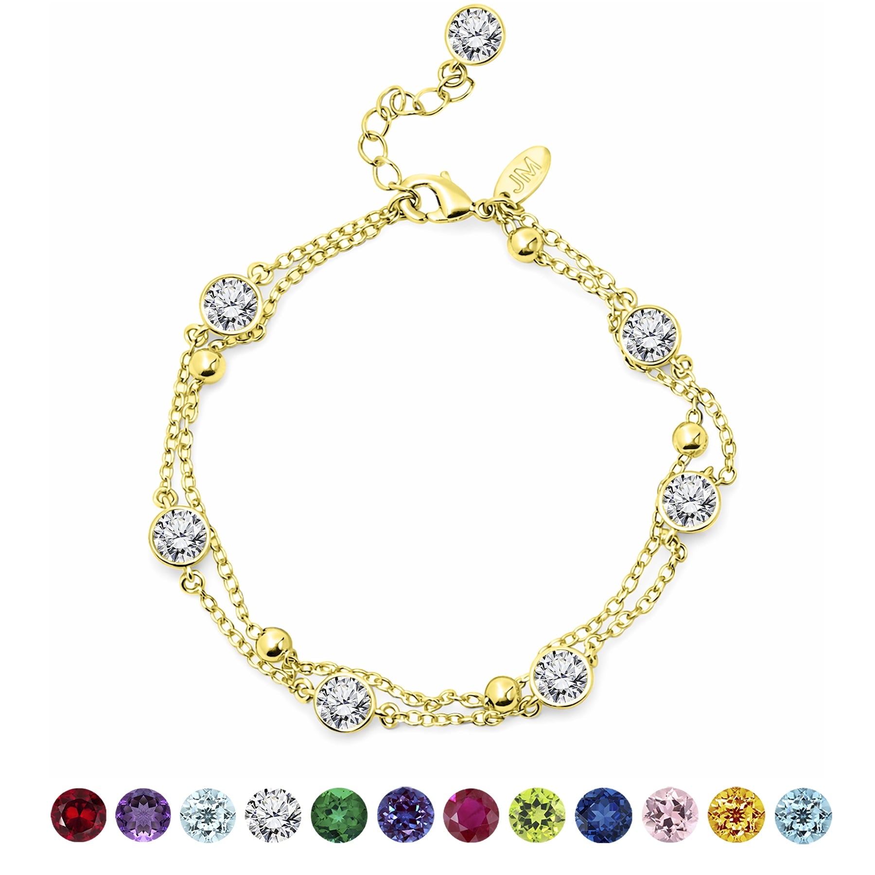 3.5 April Cubic Zirconia Double Layer Bracelet - in Yellow Plating for Women