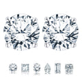 4 Prong 2 Round Shaped Solitaire Stud Earrings in 18k White Plating for Women
