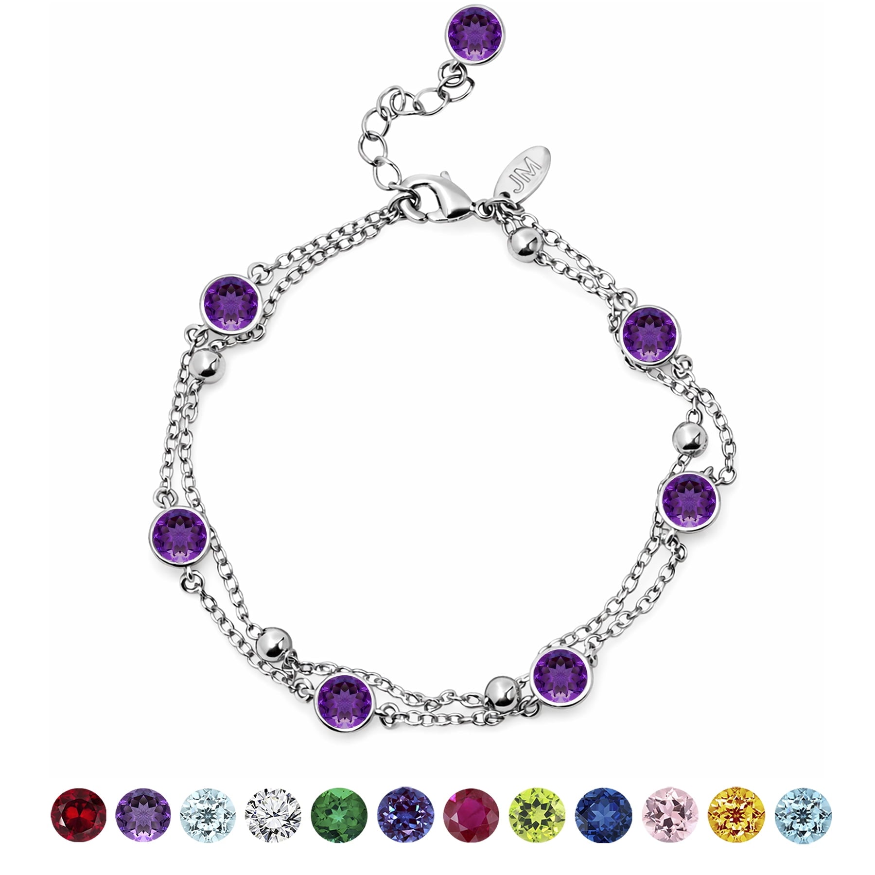 3.5 April Cubic Zirconia Double Layer Bracelet - in Yellow Plating for Women