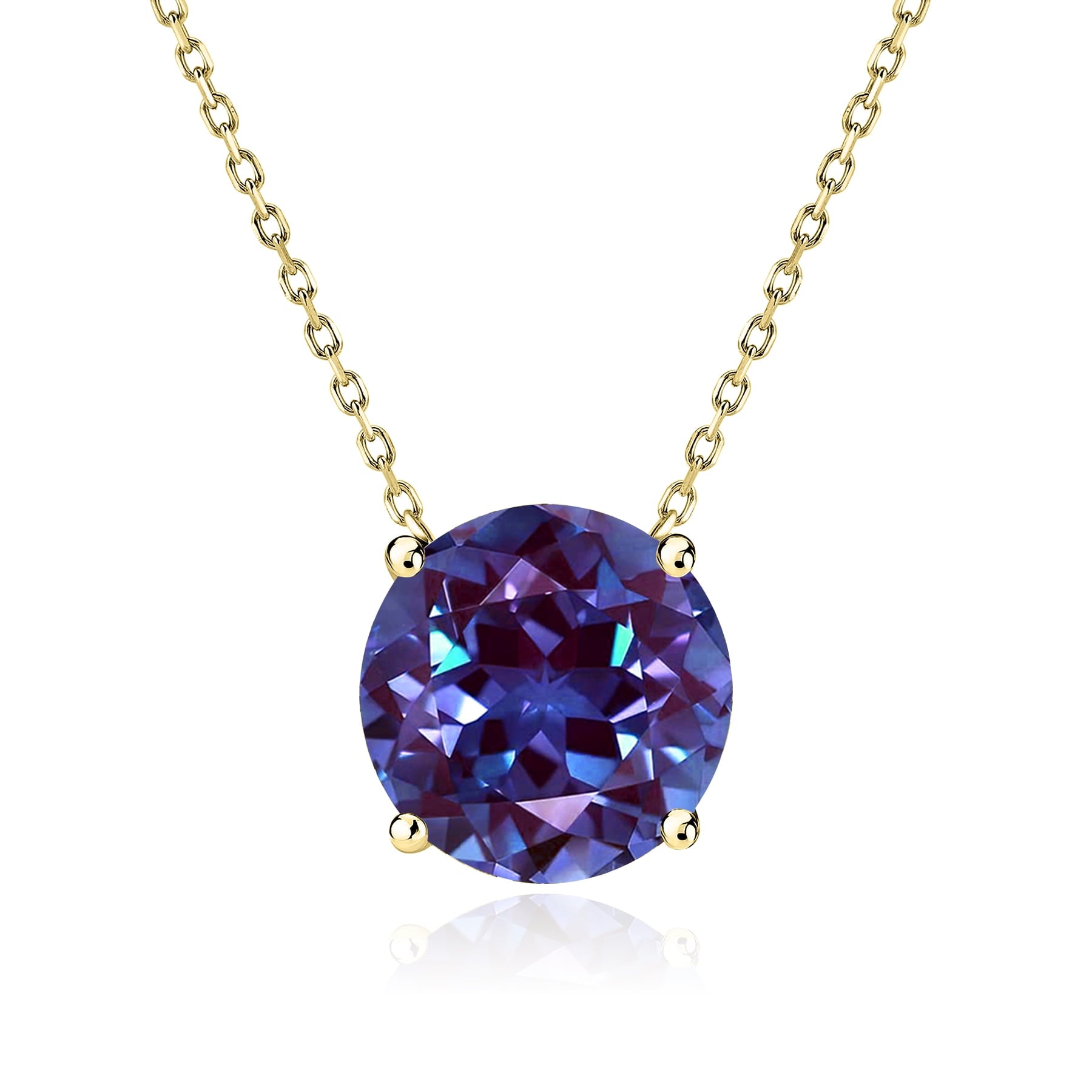 1 - April Solitaire Pendant Necklace in 18K White over , Female, Adult