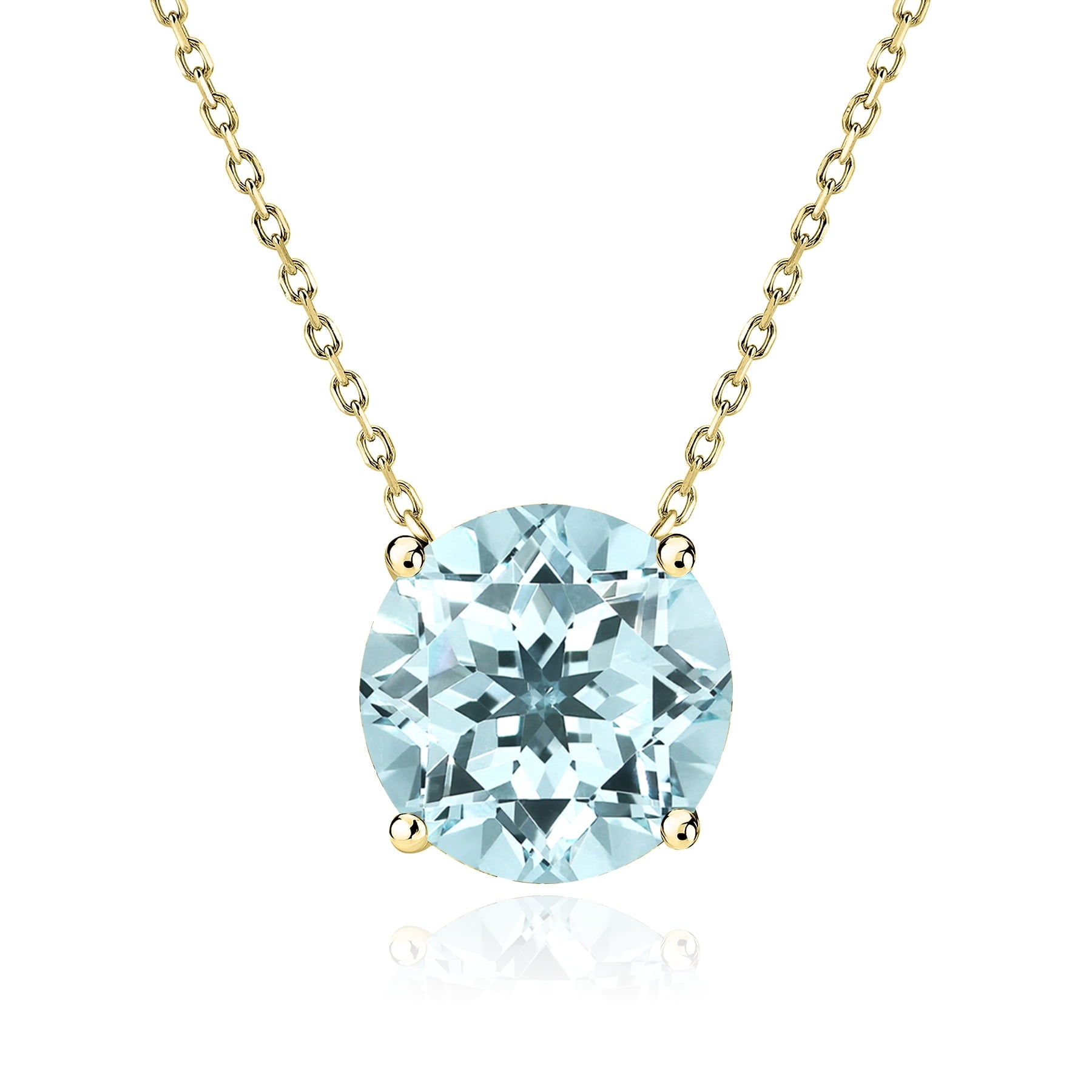 1 - April Solitaire Pendant Necklace in 18K White over , Female, Adult