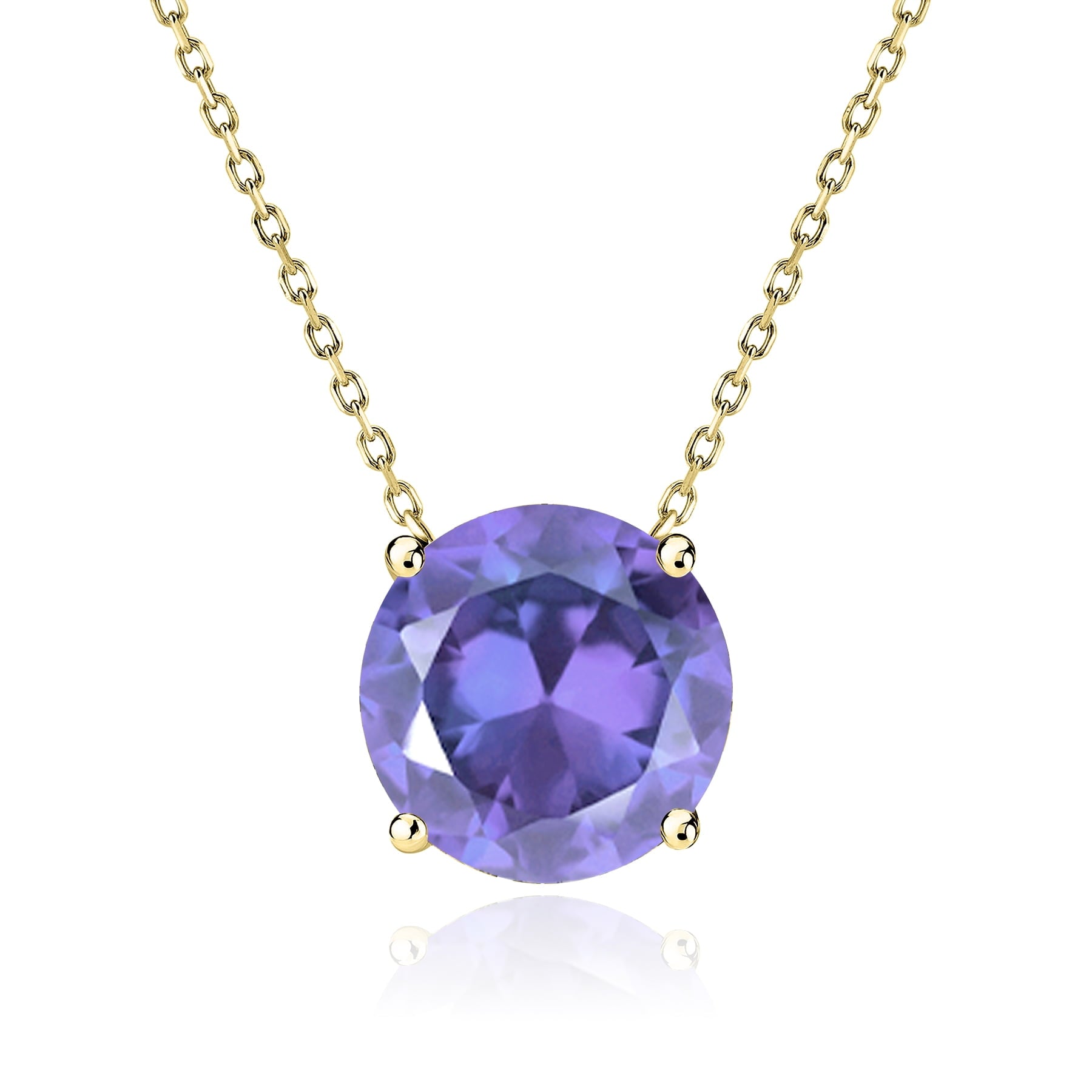 1 - April Solitaire Pendant Necklace in 18K White over , Female, Adult