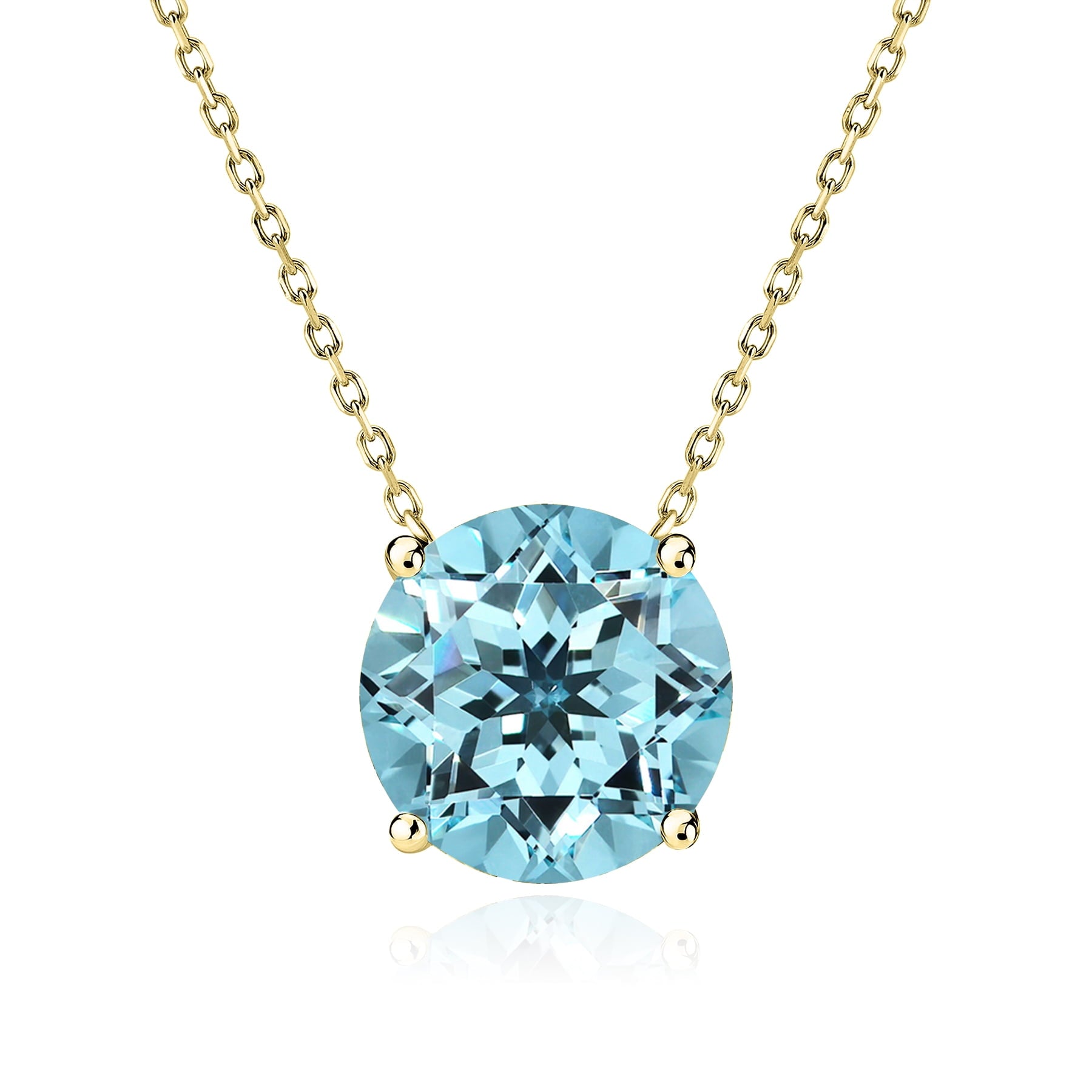 1 - April Solitaire Pendant Necklace in 18K White over , Female, Adult