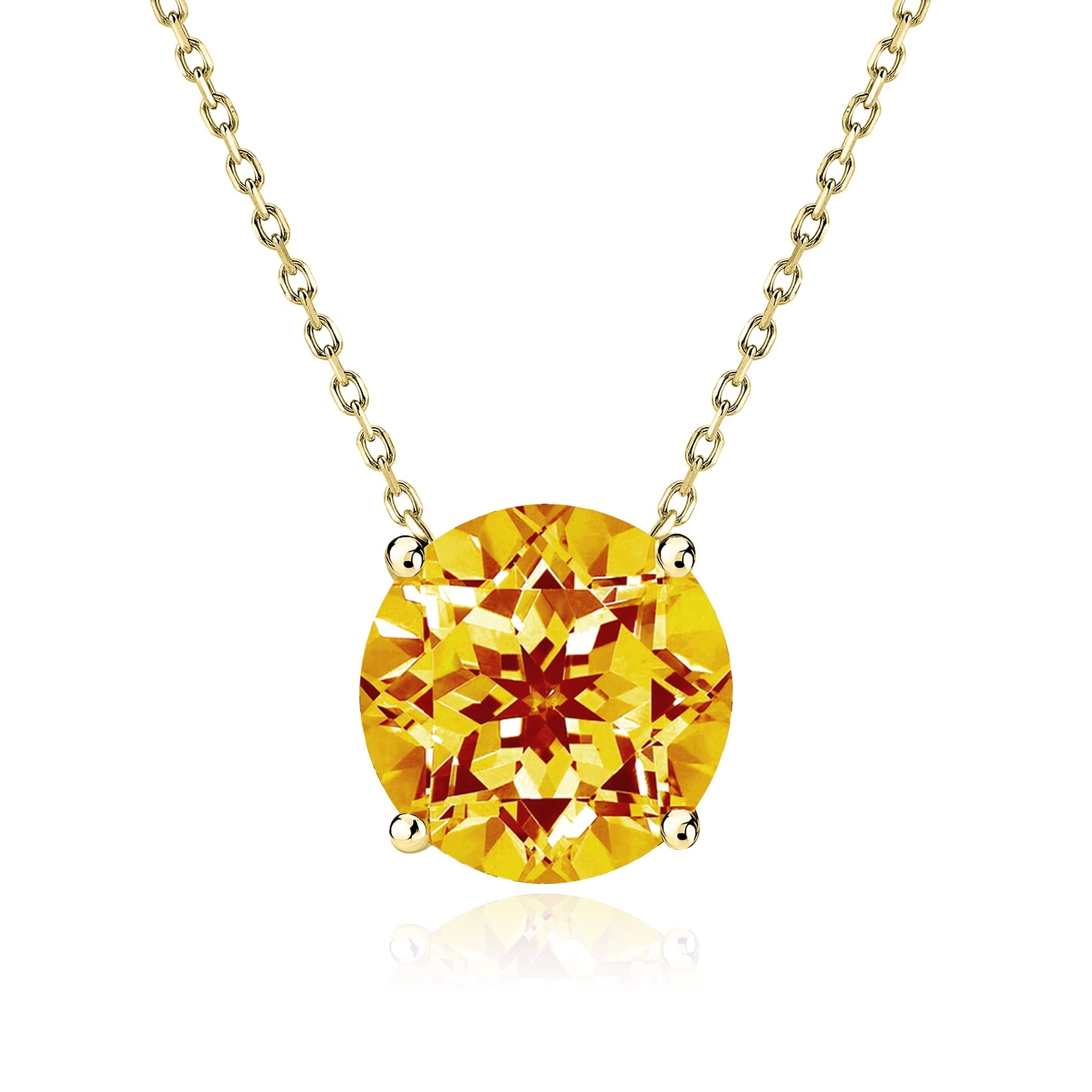 1 - April Solitaire Pendant Necklace in 18K White over , Female, Adult