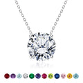1 - April Solitaire Pendant Necklace in 18K White over , Female, Adult