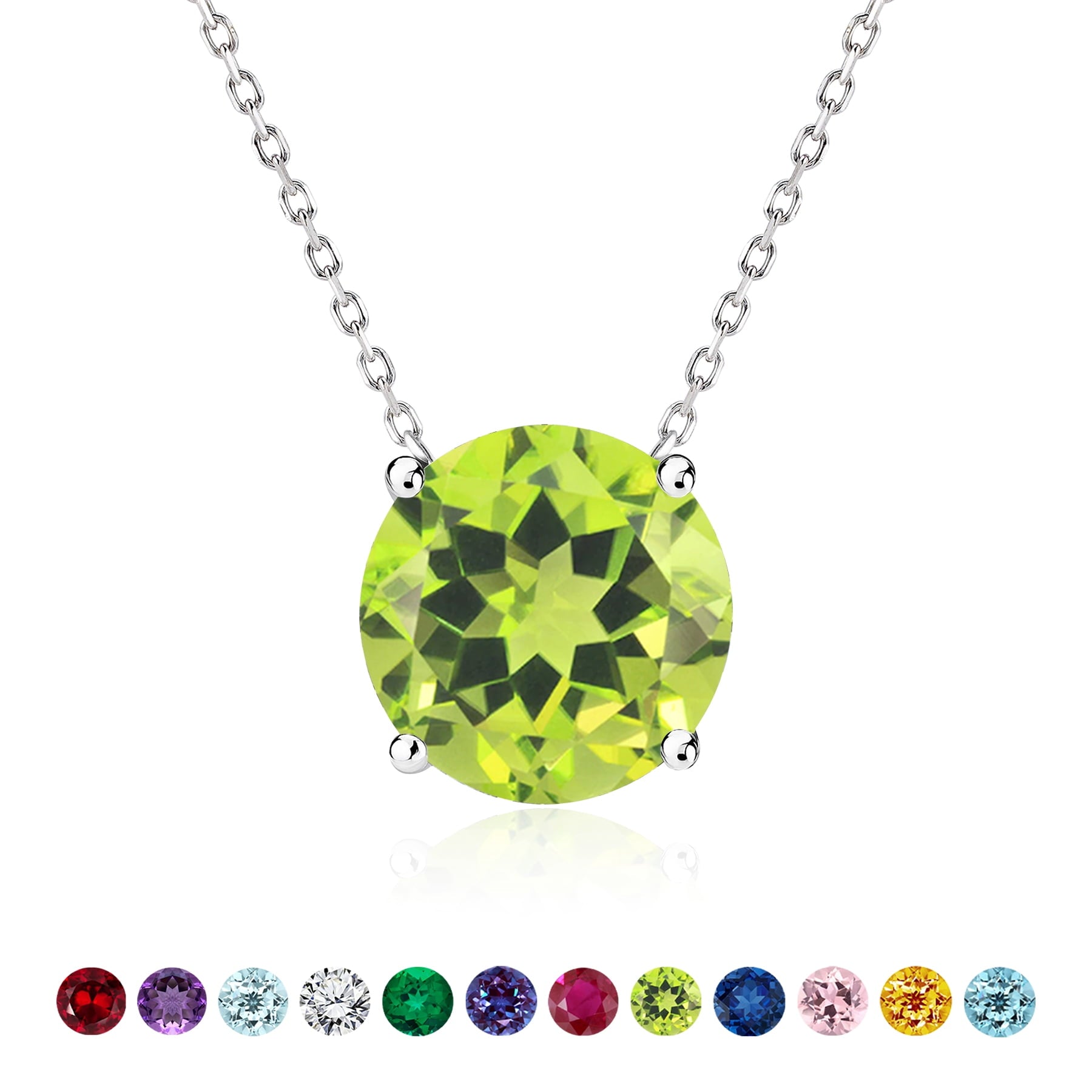 1 - April Solitaire Pendant Necklace in 18K White over , Female, Adult