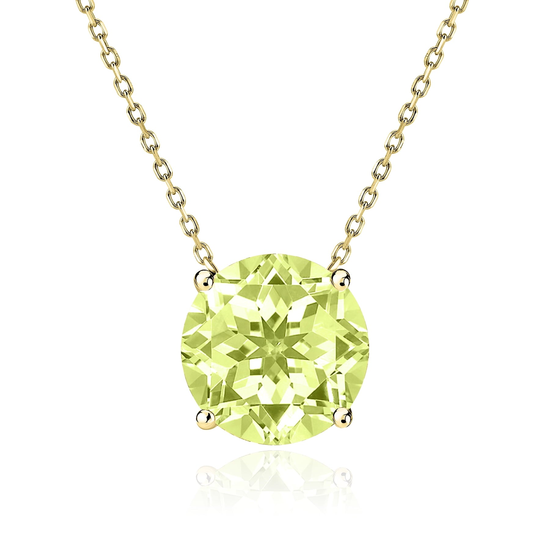 1 - April Solitaire Pendant Necklace in 18K White over , Female, Adult