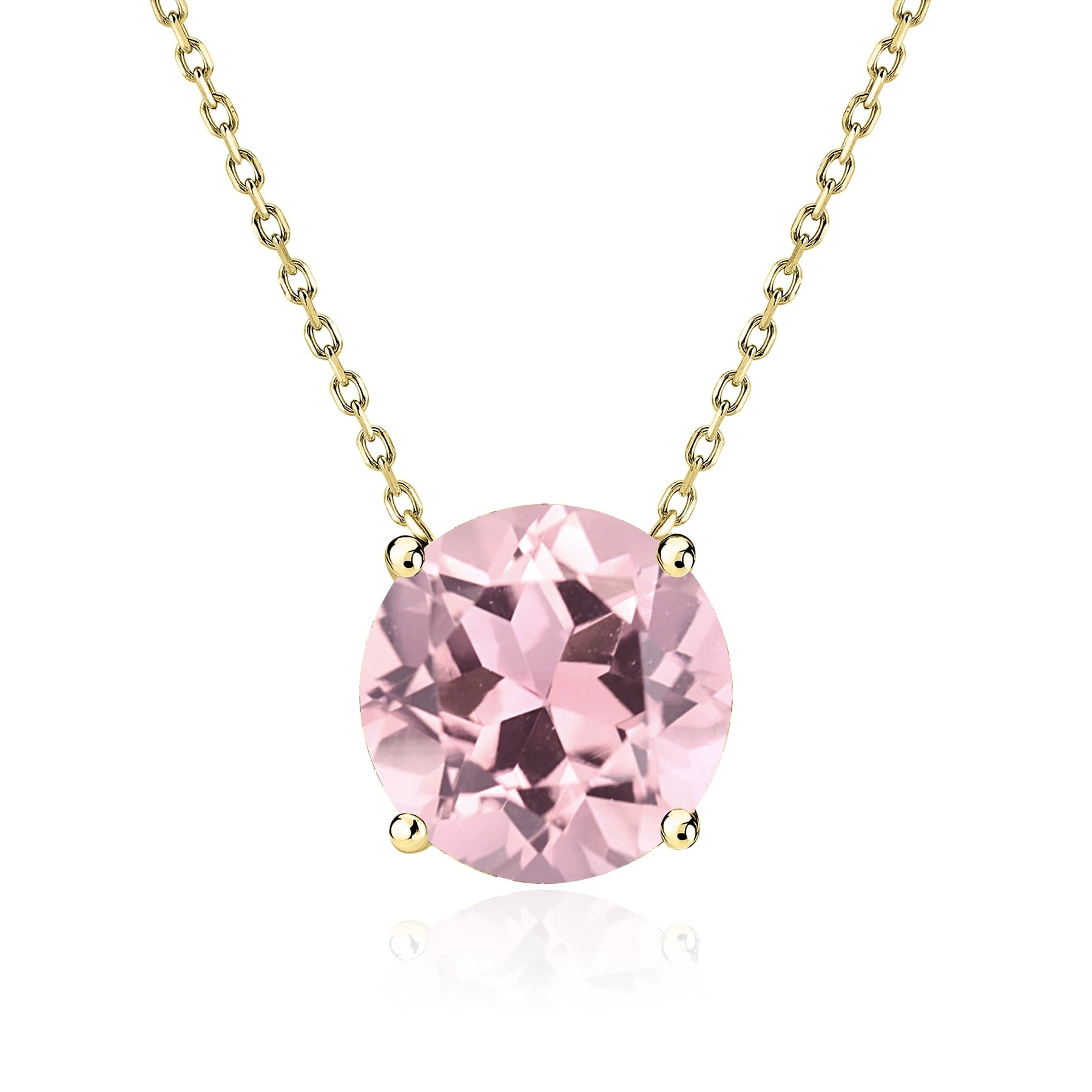 1 - April Solitaire Pendant Necklace in 18K White over , Female, Adult
