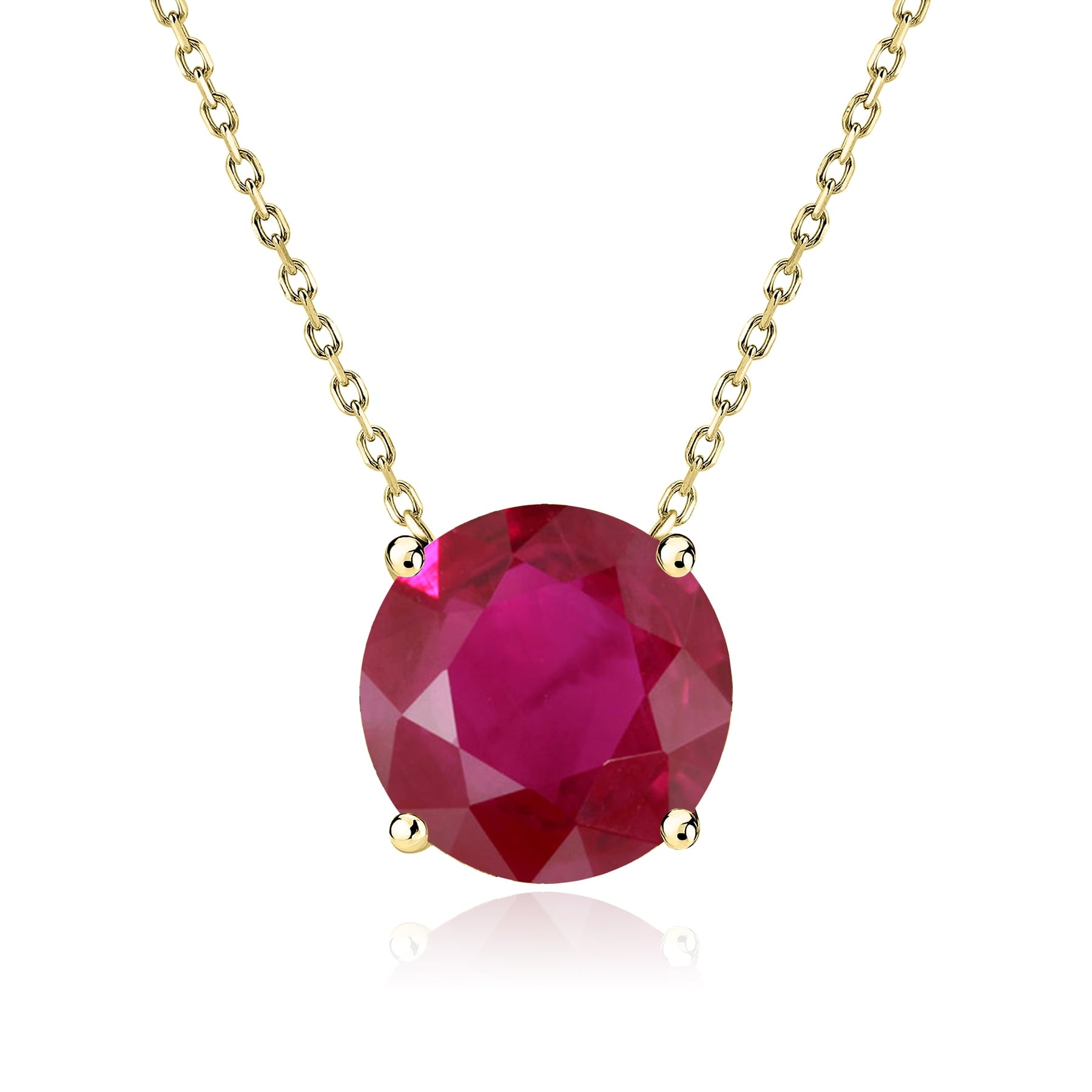 1 - April Solitaire Pendant Necklace in 18K White over , Female, Adult